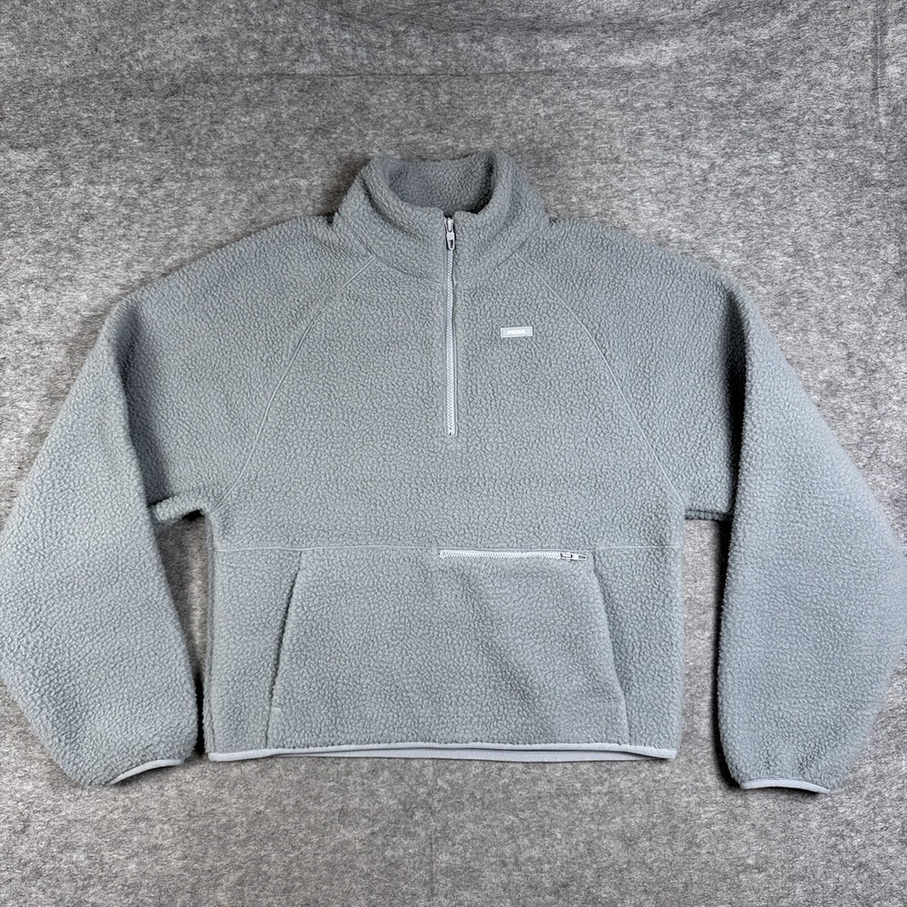 Gymshark 1/4 Zip Womens Medium Gray Sherpa Athleisure Workout Running